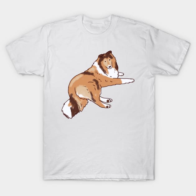 Collie rough dog sitting T-Shirt by Mayarart